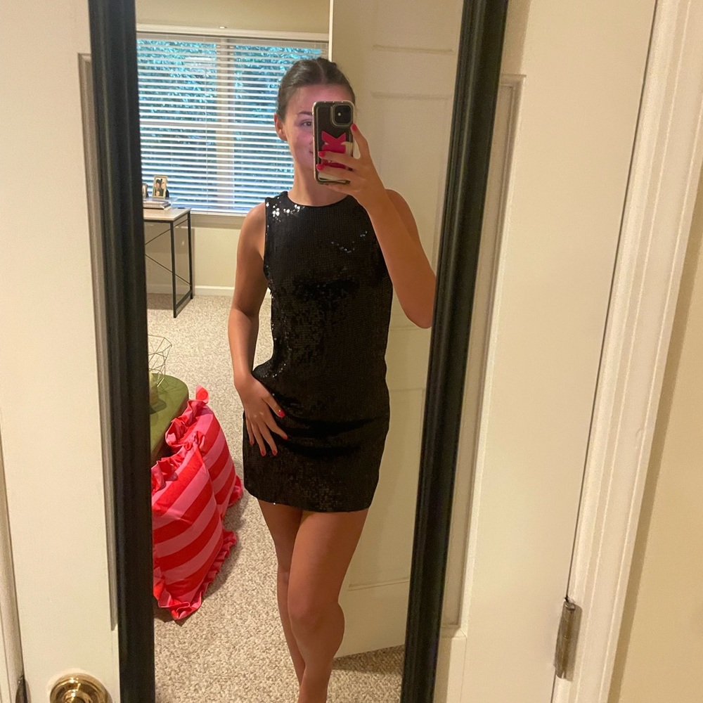 alice and olivia Elegant Black Sequin Dress
